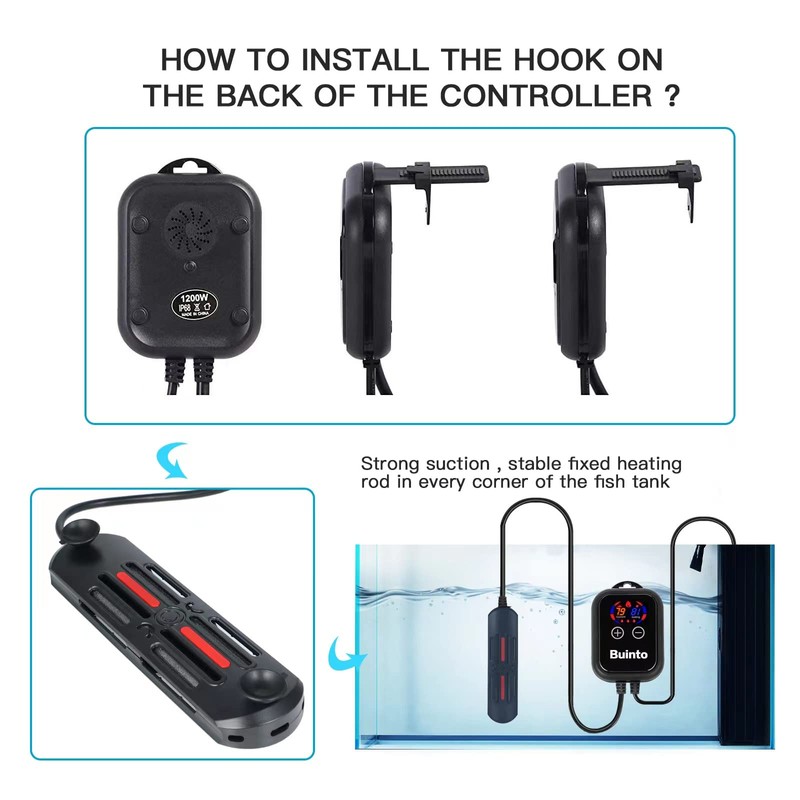 Buinto Aquarium Heater, 800W, 1200W Bold Double Quartz Tube Heater,