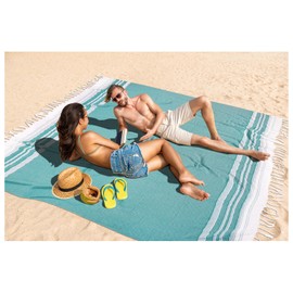 Oversized Turkish Beach Towel Blanket XXL Cotton Sandproof Towels Boho Woven Extra Large Big Sand Free Giant Throw Thick Blankets Huge Quilt XL Picnic Camping Necessities Cloud For Adult Gifts Teal