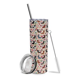 Baiheyi Dachshund gifts - Dachshund gifts for women - Dachshund Insulated Tumblers with Straw and Lid 20 OZ - Dachshund for Dog Lovers