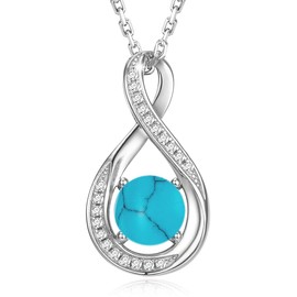 GEMLANTO 925 Sterling Silver Created Turquoise Necklace December Birthstone Necklaces for Women Birthday Anniversary Mothers Day Jewelry Gifts for Mom Her Women, Adjustable Chain 16+2 inch