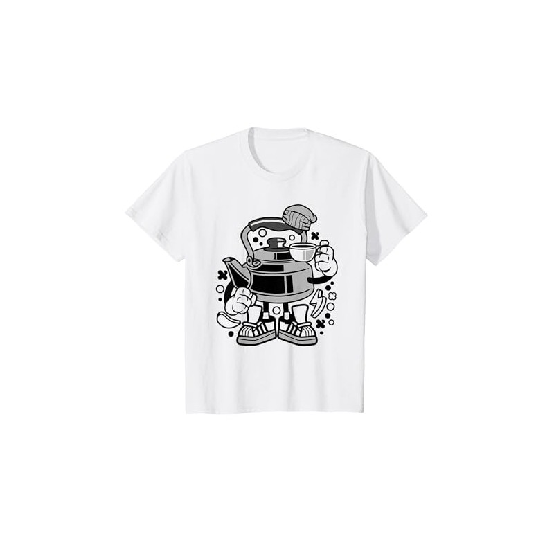 Kids Teapot Tea Cup Cartoon Character T Shirt Back To
