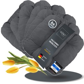 LILENO HOME Set of 6 Chair Cushions, Anthracite, 38 x 38 x 8 cm, Seat Cushions for Garden Chairs, Kitchen or Dining Room Chairs, Comfortable, UV-Resistant Indoor and Outdoor Chair Cushions