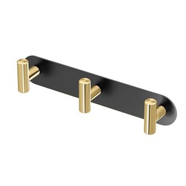 Gatco 1292MXB Modern Decor Wall Hook. Coat Hat Towel Robe Hook. for Entryway, Living, Kitchen, Bathroom, Bedroom. 3-Hook. Sturdy Matte Black/Brass on Premium Brass.