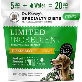 Dr. Harvey's Specialty Diet Limited Ingredient - Human Grade Dog Food for Dogs with Sensitivities - Turkey Recipe (5 Pounds)