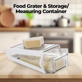 MantraRaj 2 in 1 Cheese Grater with Container 480ml for Kitchen Stainless Steel Multi-Functional Grater Handheld with Handle Cheese Grater Box Non-Slip Base Kitchenware 21.5cm