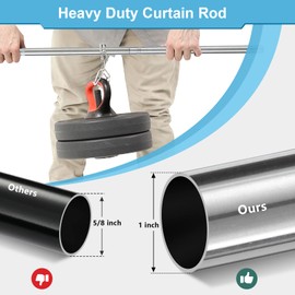 Silver Decorative Curtain Rods for Windows 32 to 95 Inch - 1 Inch Heavy Duty Extra Long Curtain Rod - Adjustable Curtain Rod with Brackets for Sliding Glass Door, Bedroom, Living Room, Bathroom