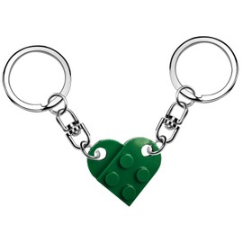 2pcs Brick Matching Heart Keychain Set Best Friend Keychain for Friendship Boyfriend Girlfriend BFF Heart Key Ring Set Couples Matching Stuff Gifts for Valentines Birthday Anniversaries（Dark Green）