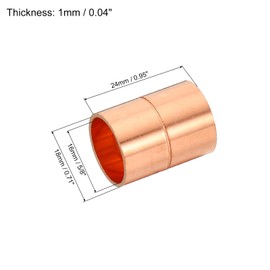 PATIKIL 5/8 Inch ID Straight Copper Coupling, 6 Pack Sweat End Welding Joint Pipe Fitting with Rolled Tube Stop for Water Air Conditioner Plumbing