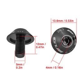 2pcs Aluminum Alloy Water Bottle Bolts Black, M5 Bottle Cage Bolts for Disc Brake Rotor or Water Bottle Cage