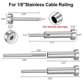 BLIKA 40 Pairs Invisible Cable Railing Kit, 1/8" Invisible Receiver and Swage Stud End for 2"x2", 4"x4" Wood/Metal Posts, Swage Tensioner 1/8", Cable Railing Hardware