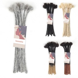 Lounoke 40 Strands Human Hair Loc Extensions, 8 inch Pencle Size 0.6cm,salt, Width Dreadlock Extension Real Human Hair