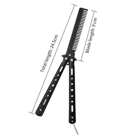 Pack of 2 Butterfly Combs Made of Stainless Steel, Butterfly Comb, Foldable Pocket Comb, Folding Comb, Metal Trainer Comb, Portable Training Comb for Hair, Barber Hair Styling Accessories