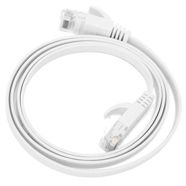 Cable Ethernet Plano Blanco CAT6 Gigabit 8 Núcleos Par Trenzado Puente de Red Cable Plano de Cobre Suministros(1m)