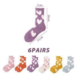 SLEEKEE 6 Pairs Winter Women's Plush Socks, Fluffy Slipper Socks, Comfortable Non-Slip Bed Socks, Fluffy Women's Socks (Multi-Colour), multicoloured