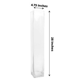 2 Clear 28 in Square Cylinder Glass Flower Vases Table Centerpieces Wedding Party Events Reception Decorations Supplies