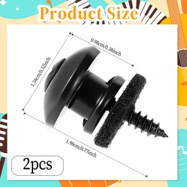 2PCS Guitar Strap Buttons Black Metal Guitar Straps Locks Mushrooms Head Guitars Strap Button for Electric Acoustic Folk Guitars, Bass, Ukulele Replacement Part