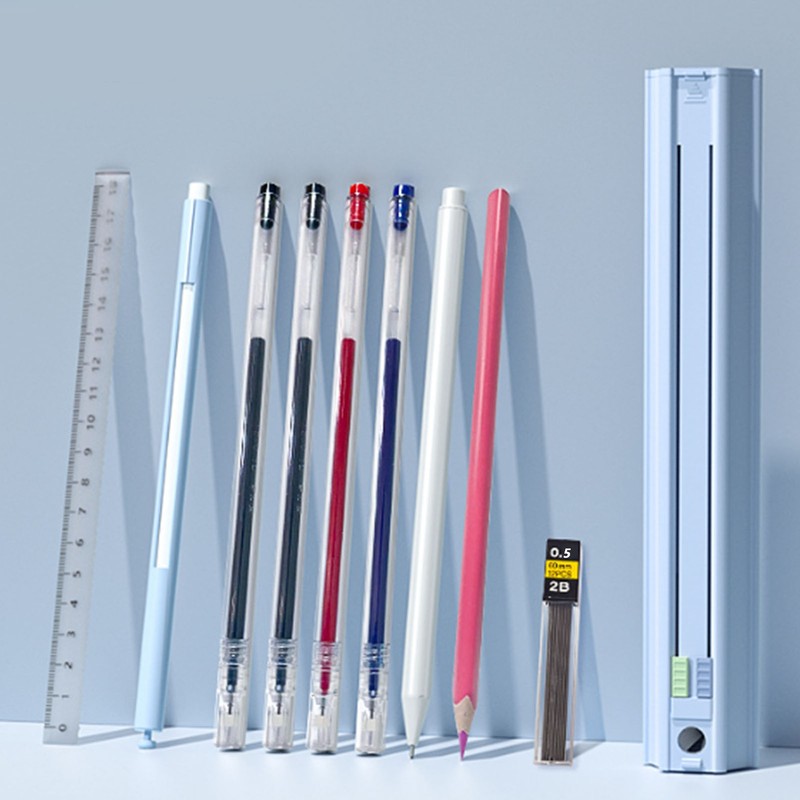 Hexagonal Pen Holder Multifunctional Students Stationery Case Set with Gel