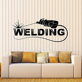Vinyl Wall Decal Welding Logo Welder Master Machine Mastering Fire Stickers Mural Large Decor (g8564) Black