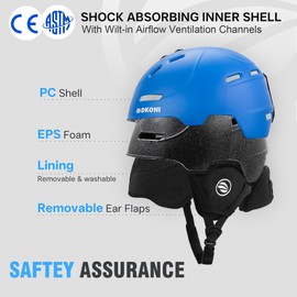 DKONI Ski Helmet for Adults (Large, Blue)