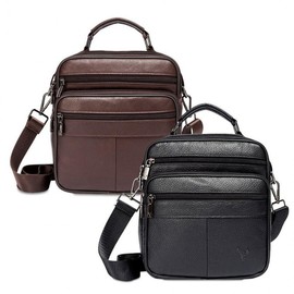 BM61 Classic Simple Leather Men's Cross Bag Commute Travel secondary black