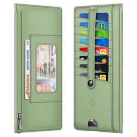 Fintie Slim Credit Card Wallet Holder Change Pouch, RFID Blocking Business Cards Cases with Zipper Pocket for Cash, Coin, Receipt, Sage Green