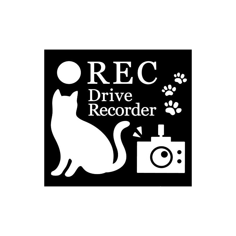 NRJ991-DRNW Car Sticker with Dash Recorder Cat and Footprint Motif