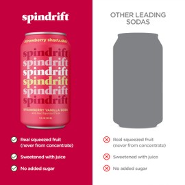 Spindrift Soda "Strawberry Shortcake" Strawberry Vanilla Soda with Real Squeezed Fruit 12 Pack Case
