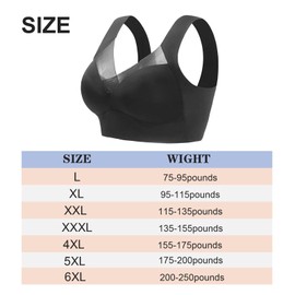 SSKHE Posture Correction Back Bra Women, Comfy Seamless Push-up Summer Wireless Crossover Bra, Breathable Full Back Non Wired Sport Bra Black