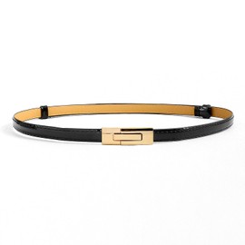 Noguez. Cinturón Delgado de Cuero PU con Hebilla Móvil para Mujer, Cinturón Ajustable de Moda para Mujer, Accesorio Elegante para Cualquier Atuendo, Cinto para Mujer, Belt for Woman.