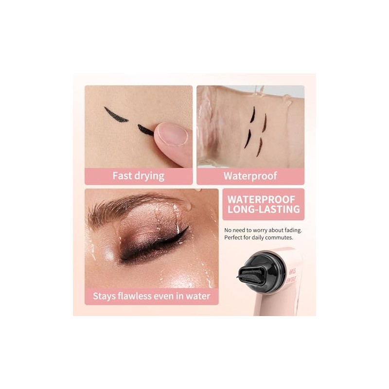 Bluemega Delineador de Ojos Duradero con Sello de Un Toque,