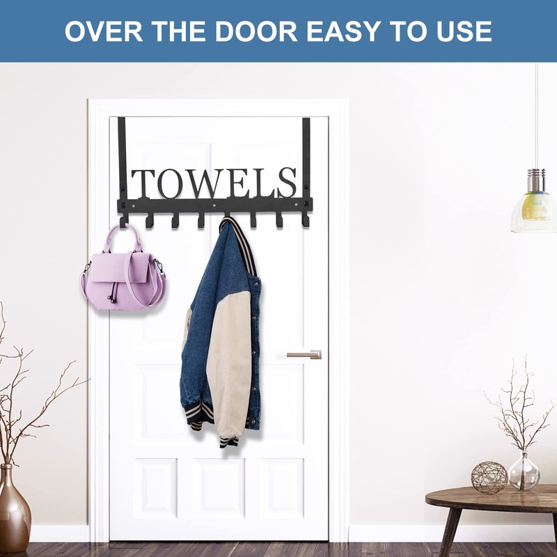 Azmoncy Over The Door Hooks, Towel Rack for Bathroom Towel