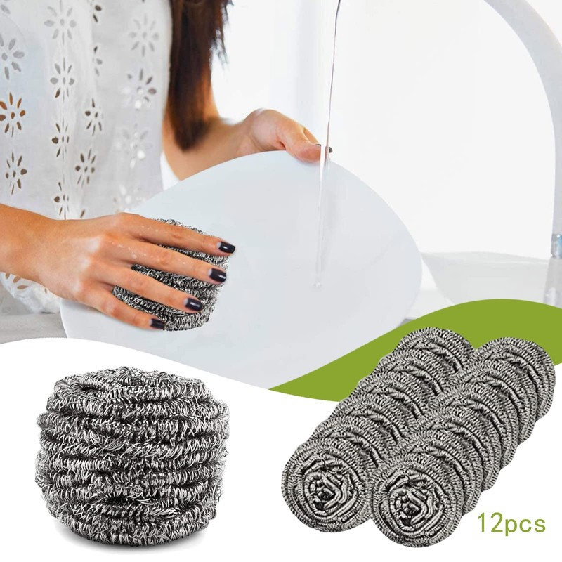 Pack of 12 Stainless Steel Wire Cleaning Ball Kitchen Shop