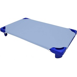 10 Pieces Toddlers Cot Sheets for Daycare Preschool Standard Size 23 x 52 Inch Soft Breathable Nap Sheet Polyester Cotton Sky Blue Cot Sheet for Boys Girls Naptime Sleeping for Cots Mat