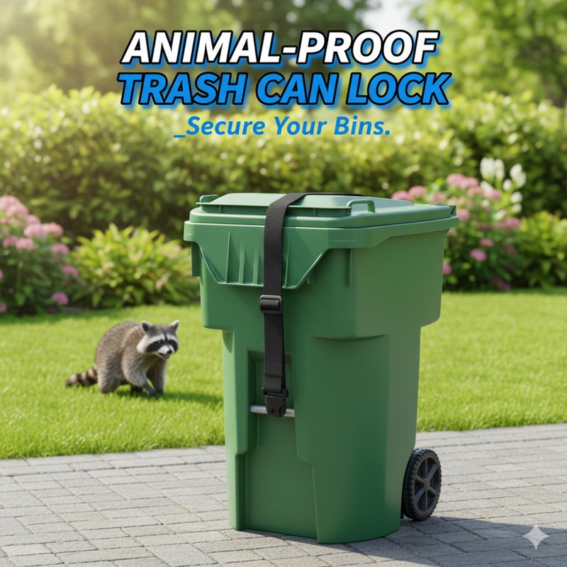 Trash Can Lid Lock, Raccoon Proof Garbage Can Strap, Heavy