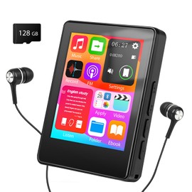 Taichaeu 128GB MP3 Player with Bluetooth - Music Player with Speaker, 2.4 in Full Touch Screen, FM Radio, Recorder, HiFi Sound, One-Tap Mute Key, Supports Expansion Up to 512GB, Wired Headset Included