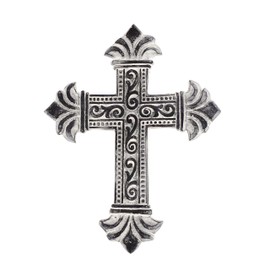 ARDOUR Distressed White Wall Cross for Home Decor.Metal Hanging decorative crosses wall decor - 7 x 9 Inches
