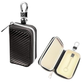 HOREJIA Key Case for Relay Attack Prevention, Radio Wave Blocking Case, Relay Attack Prevention Goods, Anti-Theft Case, Magnetic Protection, RFID Skimming Prevention, Blocking Pouch, Father's Birthday Gift, Compatible with All Models (Carbon Black Wire)