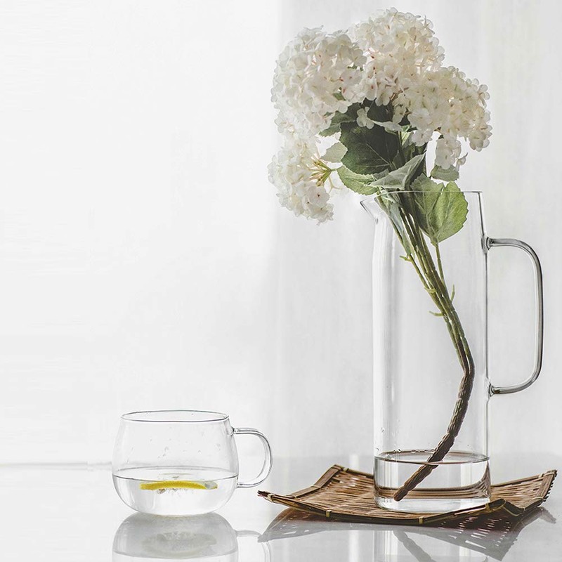 TAMUME 1.5 Liter Water Pitcher with Bamboo Lid, Straight Design