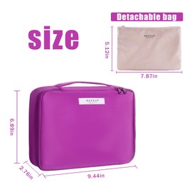 Queboom Travel Makeup Bag Cosmetic Bag Makeup Bag Toiletry bag for women and girls (Deep purple)