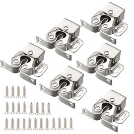 Door Catches,12pcs Double Roller Cupboard Door Latch Hardwarewith Screws for Home,Cabinet,Furniture (Silver)