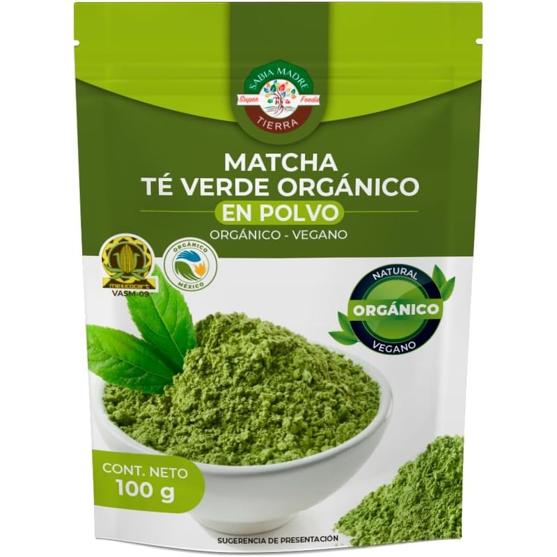 SABIA MADRE TIERRA Té Matcha Orgánico Certificado 100g, 100 Puro,