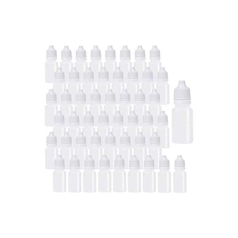 50pcs Plastic Empty Dropper Bottle Squeezable Drop Liquid Container 10ml