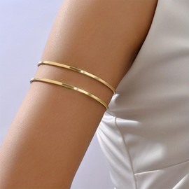 XUENMB Minimalist Arm Cuff Layered Gold Cuff Bracelet Trendy Upper Arm Cuffs Geometric Open Armband Upper Arm Jewelry Arm Bangle Stackable Prom Jewelry for Women Men