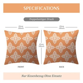 Pack of 4 Orange Outdoor Waterproof Double-Sided Printing Decorative Throw Pillow Cover Cushion Case for Garden Tent Park Farmhouse Polyester Both Sides Square 18 x 18 inches (Set of 4 Orange)