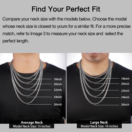 Momlovu Silver Chain for Men&Women Boys, 18K Gold Plated Men's Necklaces Chain Cuban Link Chain for Men 4mm/6mm 18/20/22/24/26inch