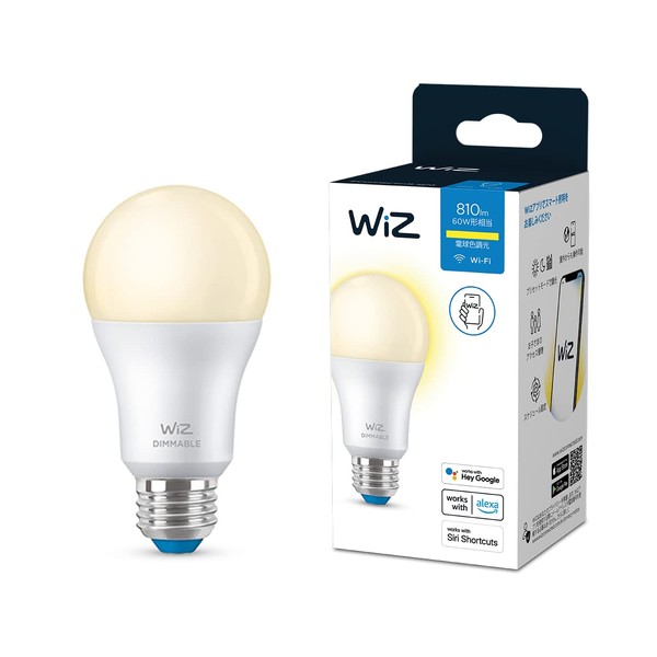 WiZ Smart Light Bulb E26 (Equipped with Wi-Fi Sensing Function), 810 lm, 60 W, LED Light Bulb, Smart Light, LED Light, Alexa, Smart Home, Toning, Wide Light Distribution, Indirect Lighting, Compatible with Google Home IFTTT, Siri SmartThings, Japanese Ge