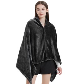 Gobesty Electric Electric Blanket, USB, Heated Blanket, Flannel Electric Heat Blanket with Zip, 3 Temperature Levels, Washable Electric Blanket, Cuddly Blanket for Home, Office, Car, Camping, 160 x 80