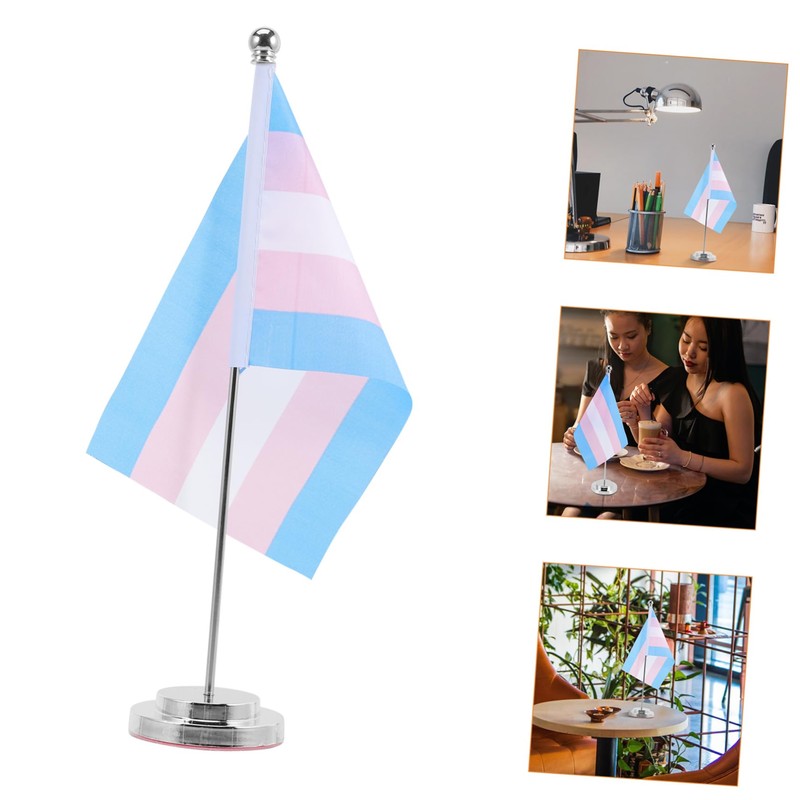 TEHAUX 1set Rainbow Table Flag Pride Decorations Desk Flag Rods