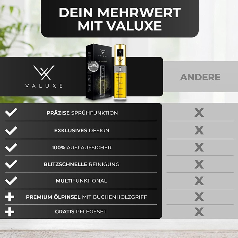 VALUXE® Premium Ölsprüher Gold – Das ORIGINAL - Extrem präzise