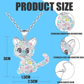 JchEnye Cat Pendant Necklace, Cute Cat Necklace for Girls, Cat Pendant, Birthday Gift, Gift for Girls, Stainless Steel, No Gemstone